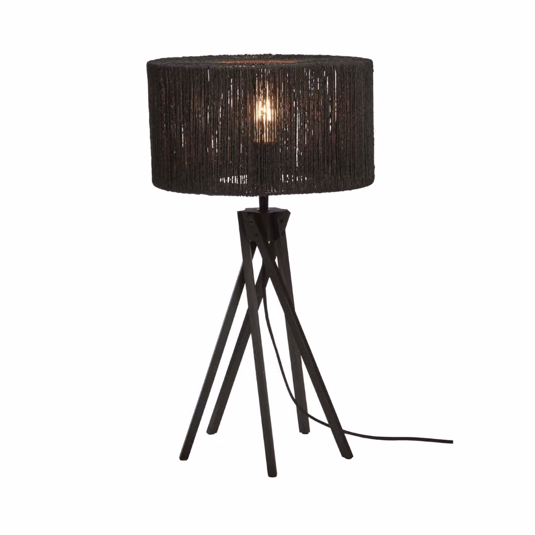 GOOD&MOJO - Lampada da tavolo Iguazu - Juta/Bambù Nero - Ø30x45cm Lampada da tavolo - Lampada da comodino, soggiorno, camera da letto