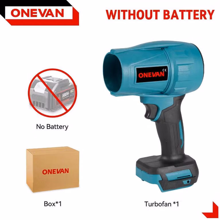 Soffiatore elettrico per foglie - Soffiatore turbo - Flusso d'aria 200 m/s - 2000 W - Motore brushless - Senza fili - Senza batteria - Spina UE - Braun