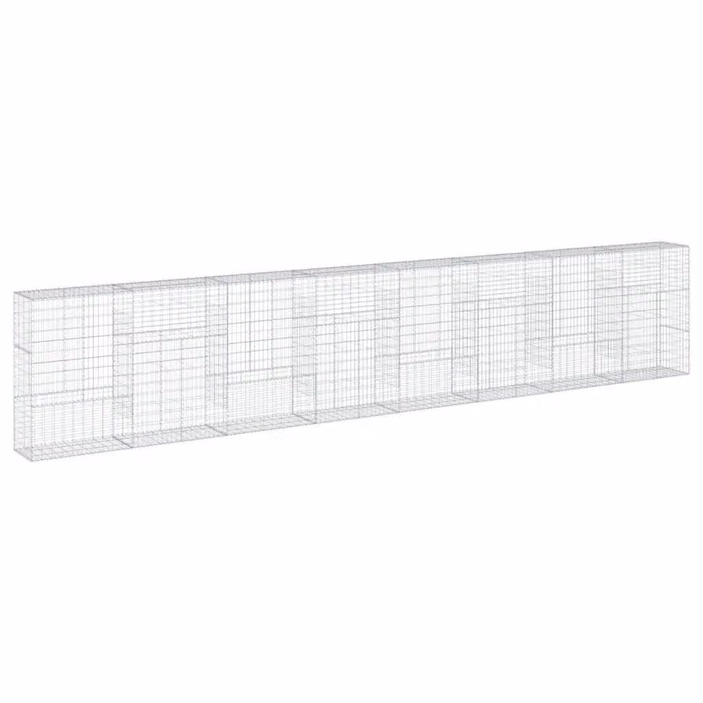 Cesto Gabbione con Copertura vidaXL in Ferro Zincato Grigio L: 800 cm, P: 50 cm, H: 150 cm – 2