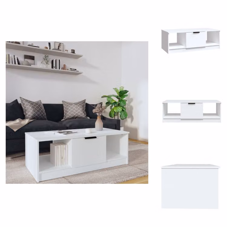 vidaXL Tavolino bianco 102x50x36 cm in legno - Tavolini da caffè