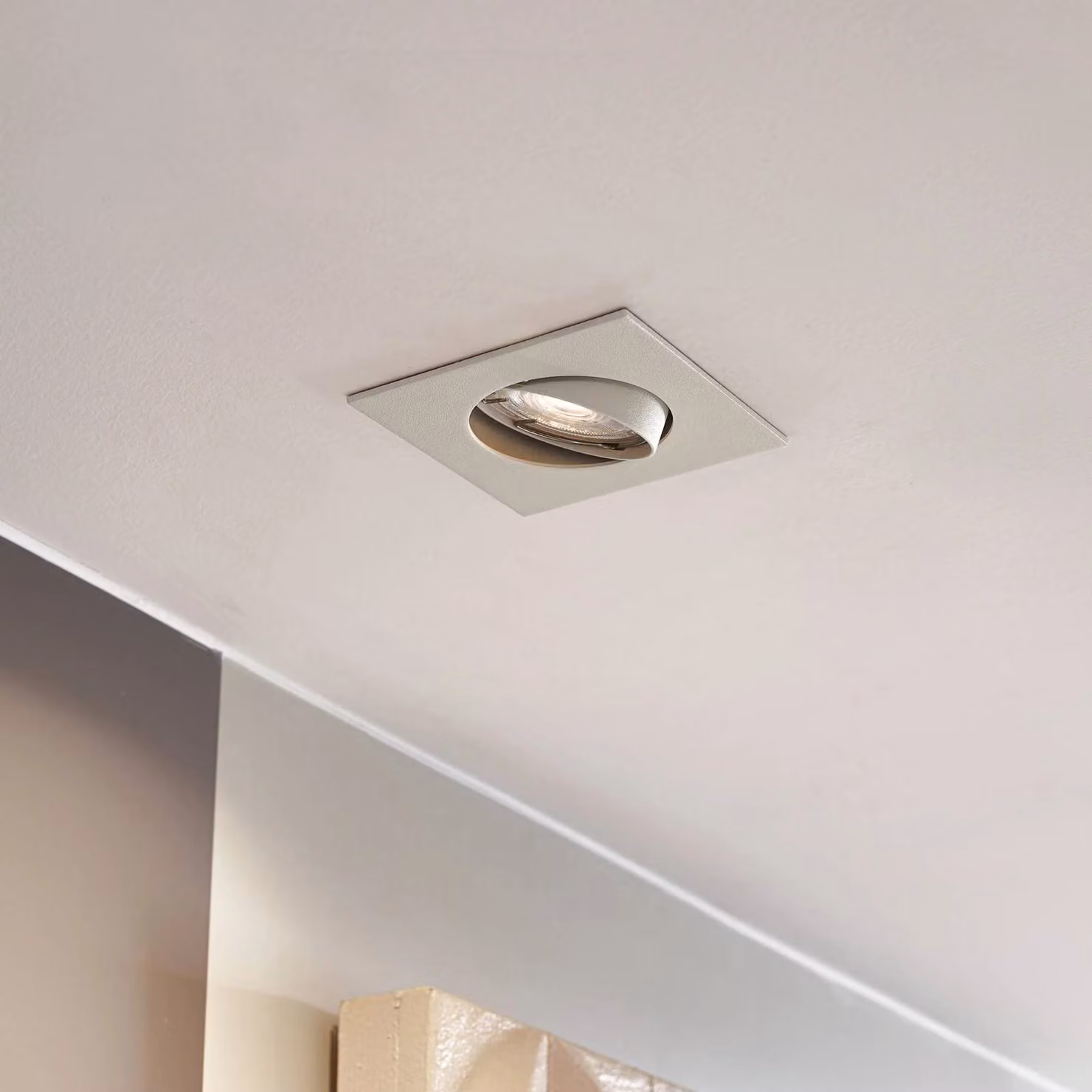 PRIOS Luci da incasso Fibur, beige, 9 cm, GU10, confezione 10 Fibur PRIOS, dimmerabile, Crema / Ambra, Soggiorno / Sala da pranzo, Metallo, Moderno