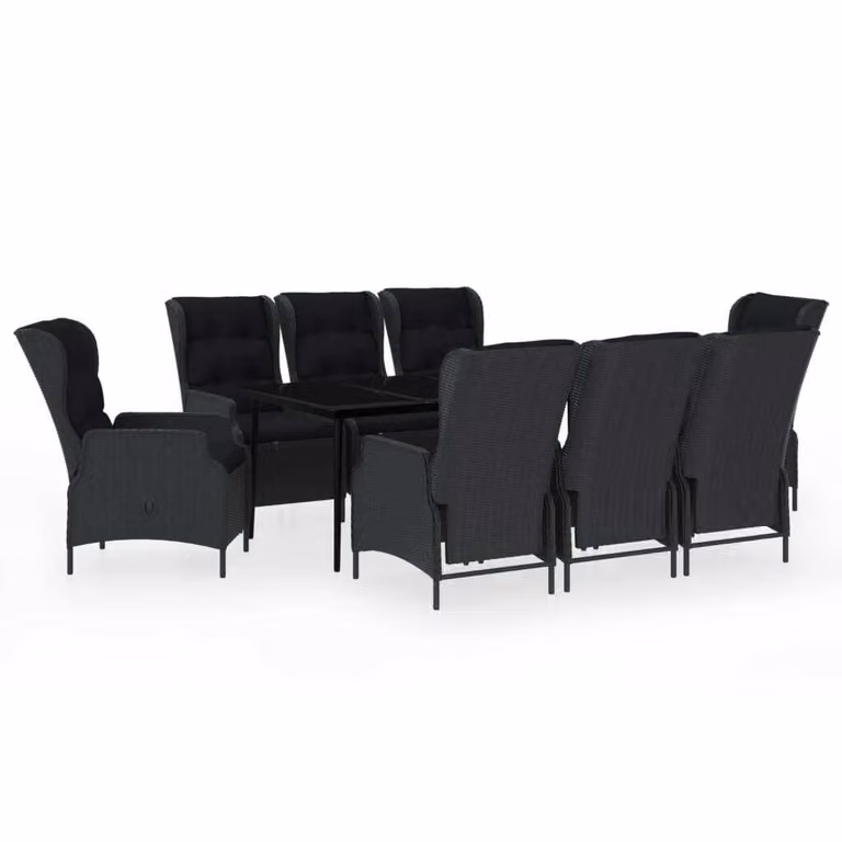 Set Mobili da Pranzo per Giardino 9 pz Grigio Scuro