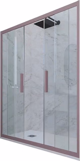 Porta doccia scorrevole a nicchia FORTE mod. Glam con vetro trasparente e profilo colore lavanda L: 150 cm, H: 200 cm
