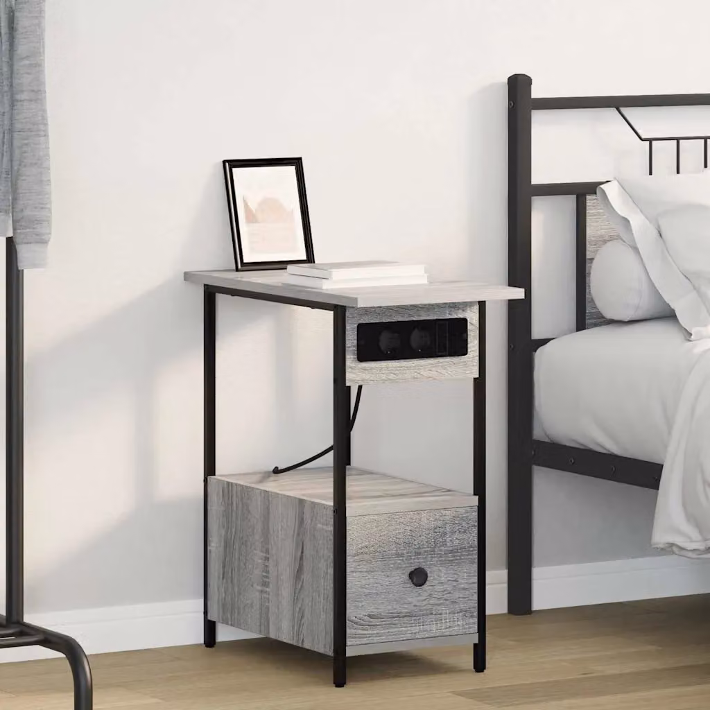 Armadio da notte vidaXL in stile rustico grigio, L 60 cm x P 30 cm x H 61 cm