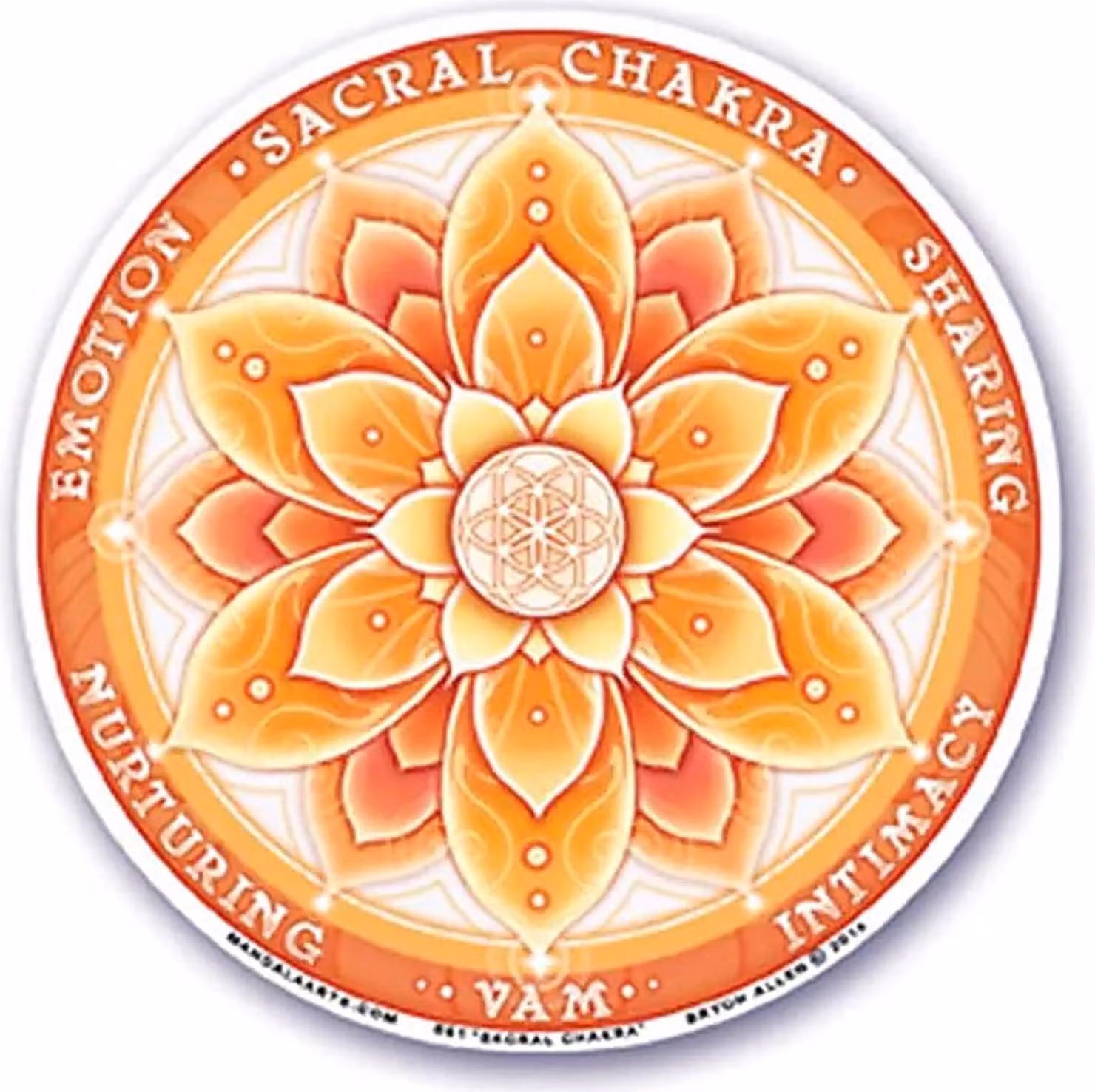 Adesivo per finestra 2° Chakra (svadhisthana) --set da 4 pezzi - 10,5 cm