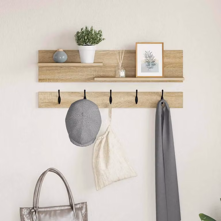 vidaXL Appendiabiti a muro Rovere Sonoma marrone L 90 cm, P 15 cm, H 36 cm