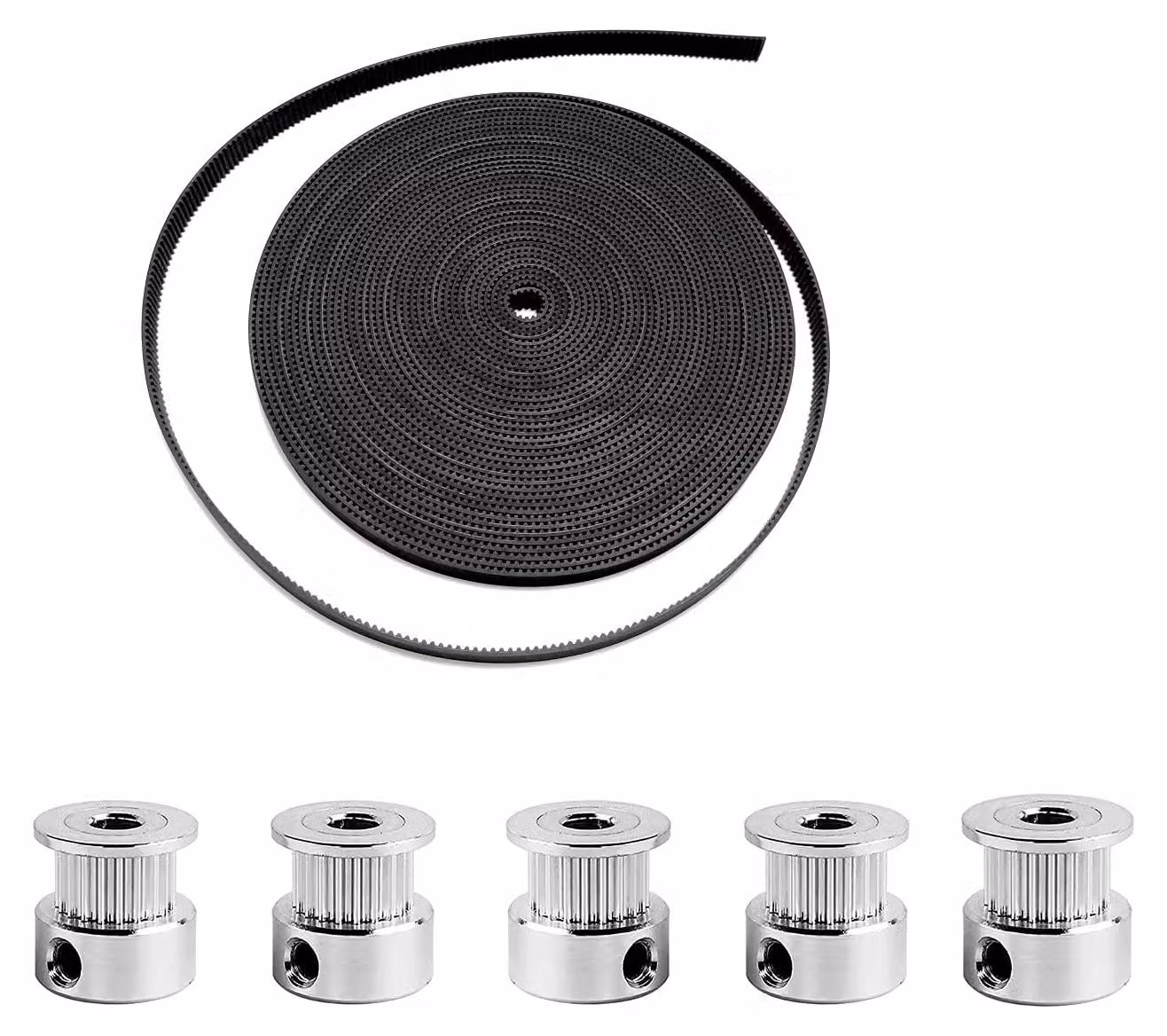 Cinghia di distribuzione da 5 metri, larga 6 mm, con 5 pulegge di distribuzione da 16 denti