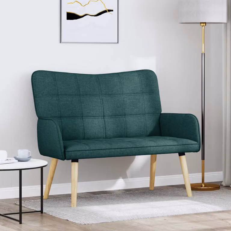 vidaXL Divano a 2 Posti Verde in Tessuto con Struttura Mista L: 115 cm, P: 61 cm, H: 87 cm