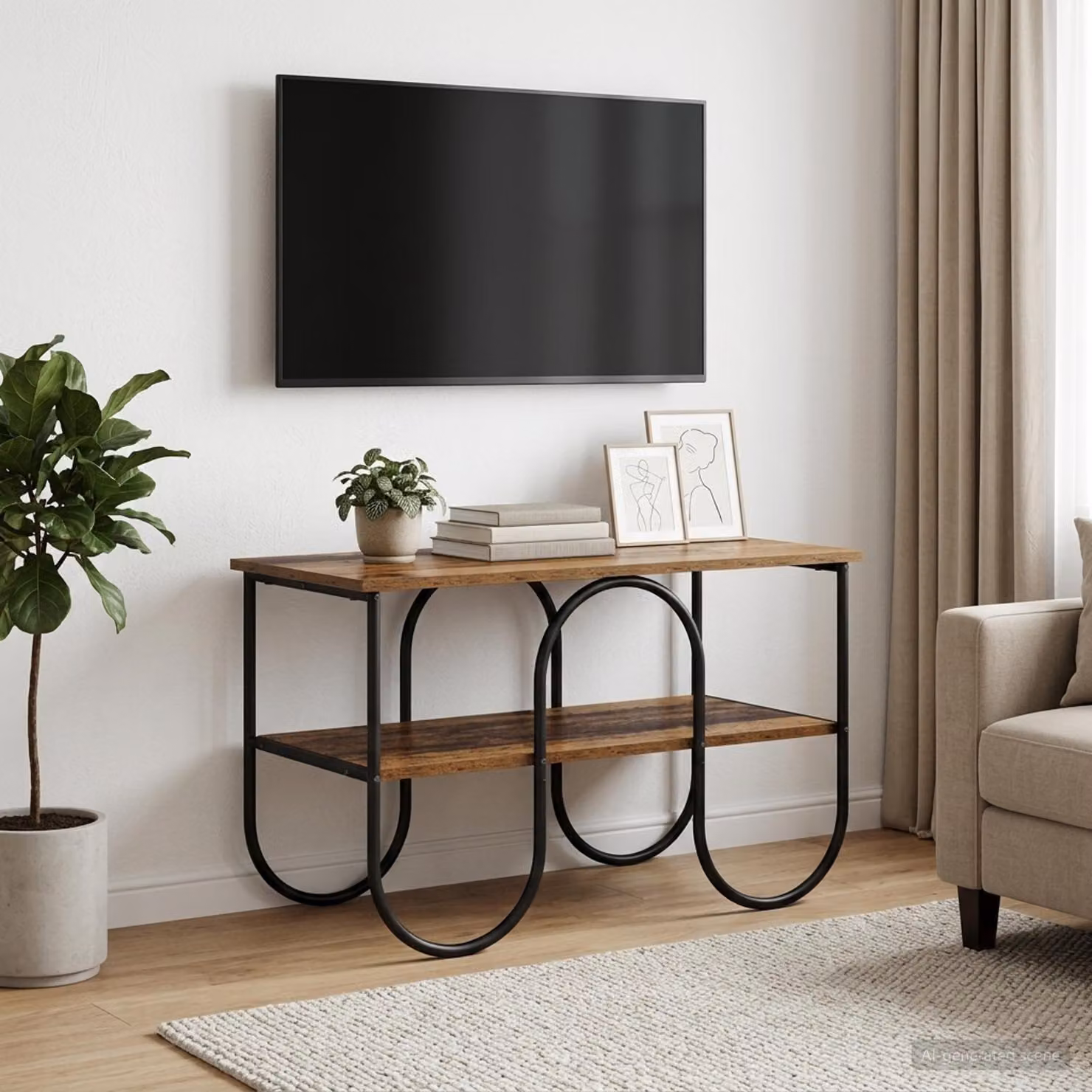 Supporto TV vidaXL in stile industriale, colore marrone, L/P/H: 80 x 40 x 50 cm