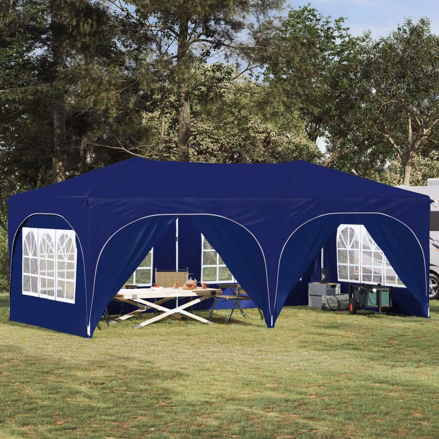 Tenda per feste pop-up vidaXL in tessuto Oxford blu L: 575 cm, P: 288 cm, H: 245 cm