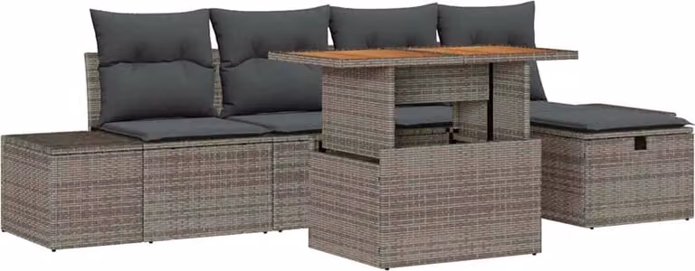 Set Divano da Giardino 6 pcs Grigio polyrattan