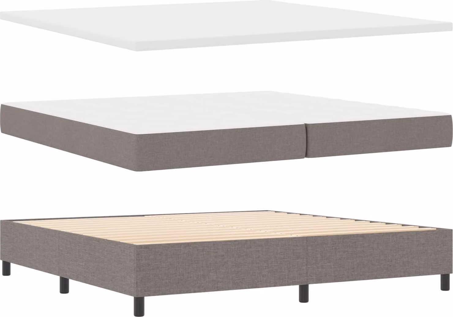 Maison Exclusive - Letto boxspring con strisce luminose a LED, color taupe, 200 x 200 cm, rivestimento in tessuto