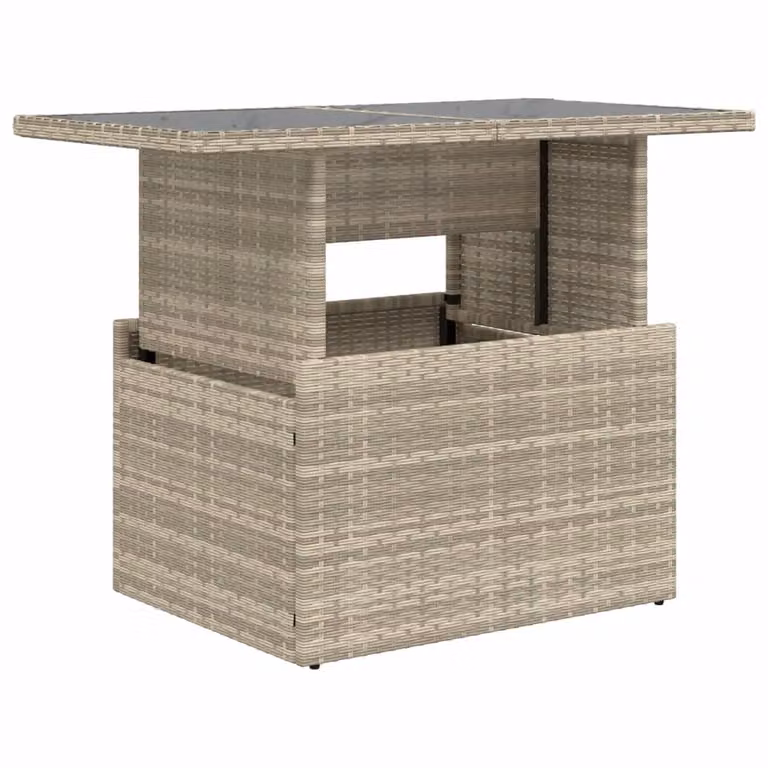 Tavolo Giardino Piano Vetro Grigio Chiaro 100x55x73 Polyrattan