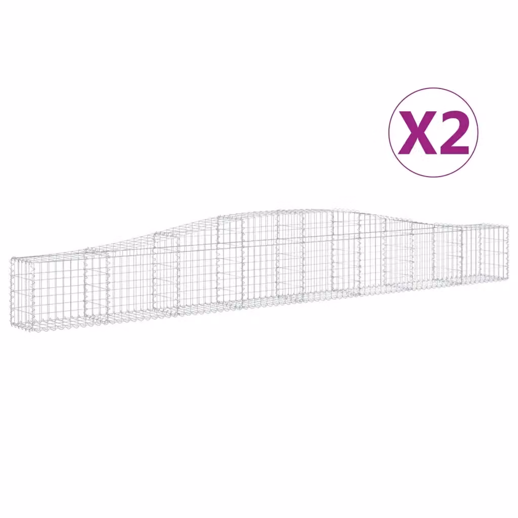 Set di 2 Cesti Gabbioni ad Arco vidaXL in Acciaio Zincato Argento L: 400 cm, P: 30 cm, H: 40-60 cm – 2