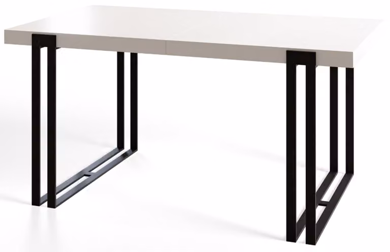 Tavolo da pranzo rettangolare allungabile rosa, tavolo da salotto moderno 120-220 x 80 x 77 cm, bianco con gambe in metallo nero