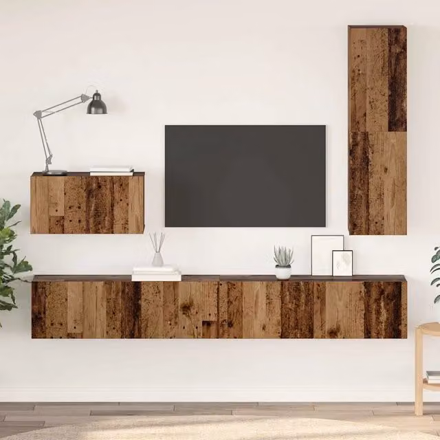 Mobile TV da Parete 4 pz Legno vecchio Legno ingegnerizzato 3393174