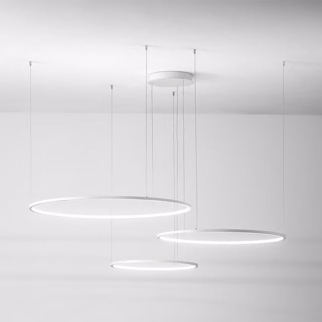 Lampada a sospensione LED Erika Gealuce, corpo in alluminio e silicone bianco, 80W, 3700lm, 3000K, dimmerabile
