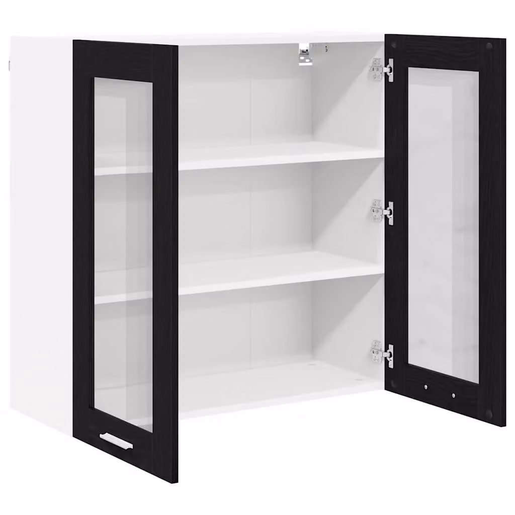 Mobile contenitore moderno a parete HELLOSHOP26 in legno composito rovere nero con ante a battente L: 80 cm, P: 31 cm, H: 80 cm – 2