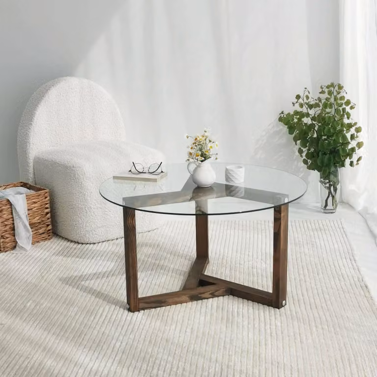 Luigia - Tavolino da Salotto, 75x75x40h cm Marrone Noce, Forma Rotonda