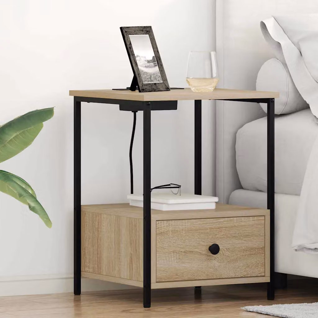 Armadio da notte vidaXL in stile rustico, colore marrone, L 42 cm x P 41 cm x H 56 cm