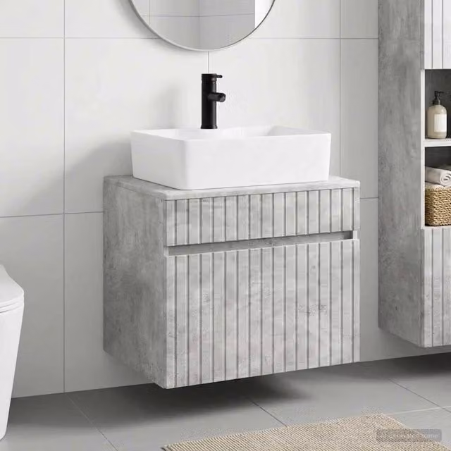 Set di mobili per il bagno Grigio Cemento Legno ingegnerizzato 3404293