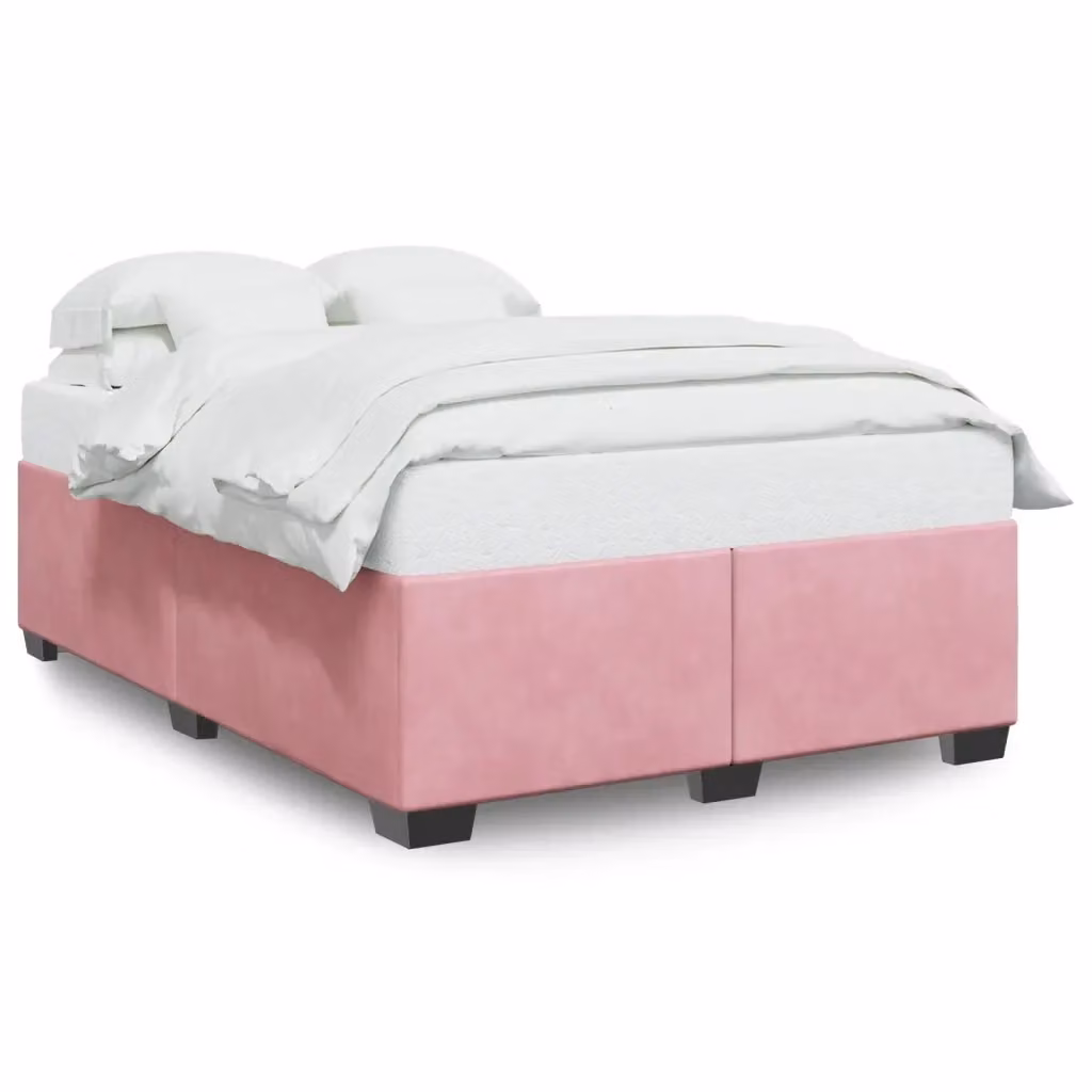 vidaXL Giroletto in Velluto Rosa con Struttura in Legno di Pino L: 160 cm, P: 200 cm – 2