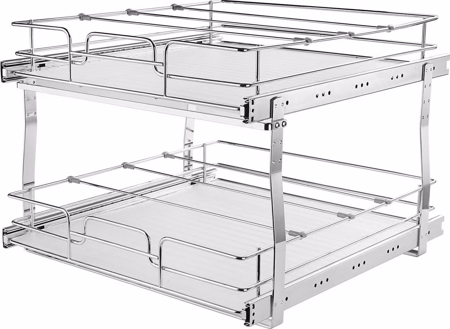 Organizzatore per armadi estraibili SucceBuy a 2 livelli, 16 L x 21 P, robusti ripiani estraibili, cassetti estraibili in acciaio cromato