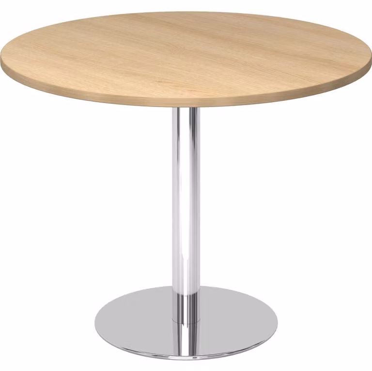 BISTRO F100R C - Tavolo da riunione modulare in cromo e rovere, Ø 100