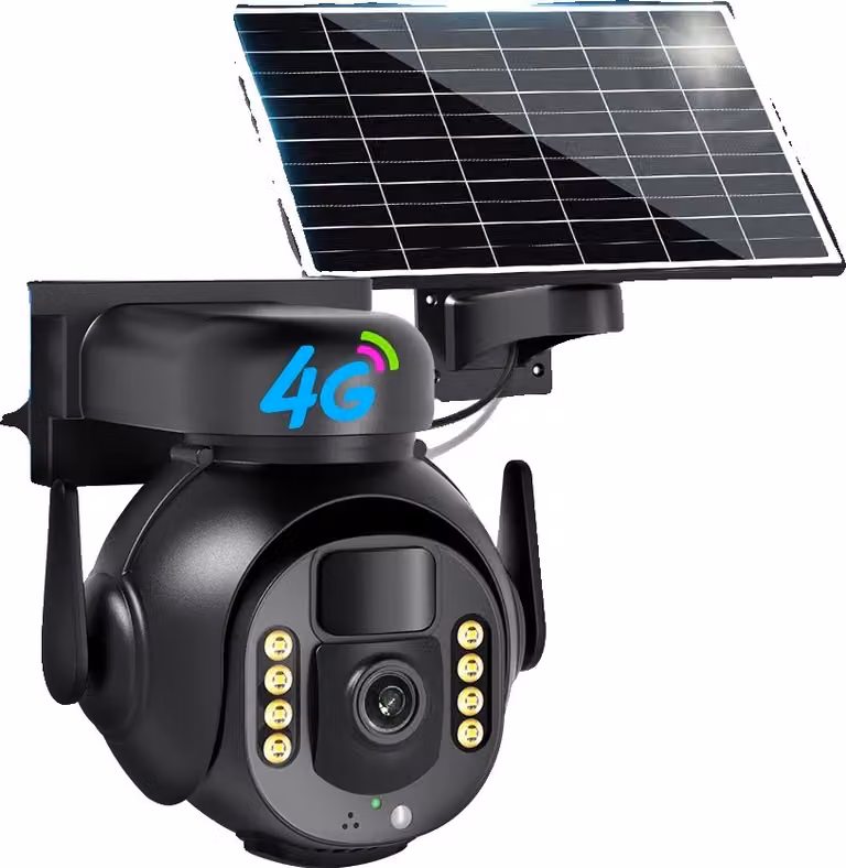 Telecamera solare per esterni Neye 8MP, zoom digitale 10x, impermeabile/intemperie, scheda 8MP 64G, spina UE