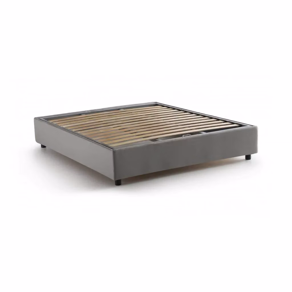 Letto Matrimoniale Alaska Talamo Italia Grigio con Contenitore a Alzata e Rivestimento Sfoderabile L: 160 cm, P: 200 cm, H: 215 cm – 2