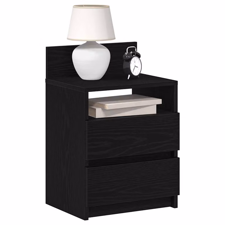 Comodino con 2 Cassetti vidaXL Nero Moderno L/P/H: 40 x 33 x 60 cm