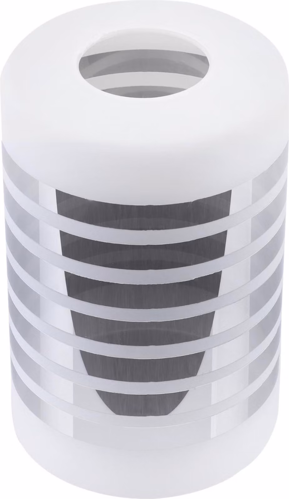 Paralume Cobi bianco con strisce cromate 10,5 cm – elegante paralume in vetro laminato per lampade moderne