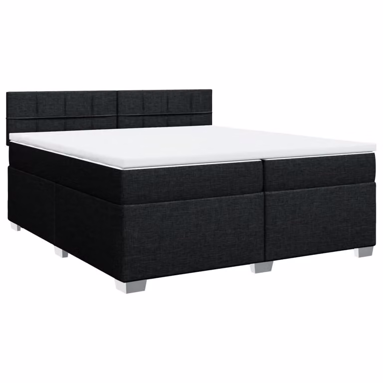 Giroletto a Molle con Materasso Nero 200x200 cm in Tessuto