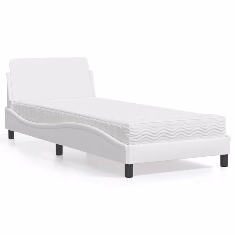 Letto con Materasso Dover vidaXL Bianco in Similpelle L/P: 90 x 200 cm