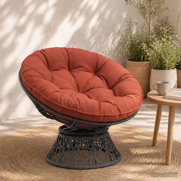 Cuscino per sedia appesa vidaXL VIANEN rotondo in poliestere rosso con rivestimento rimovibile e lavabile
