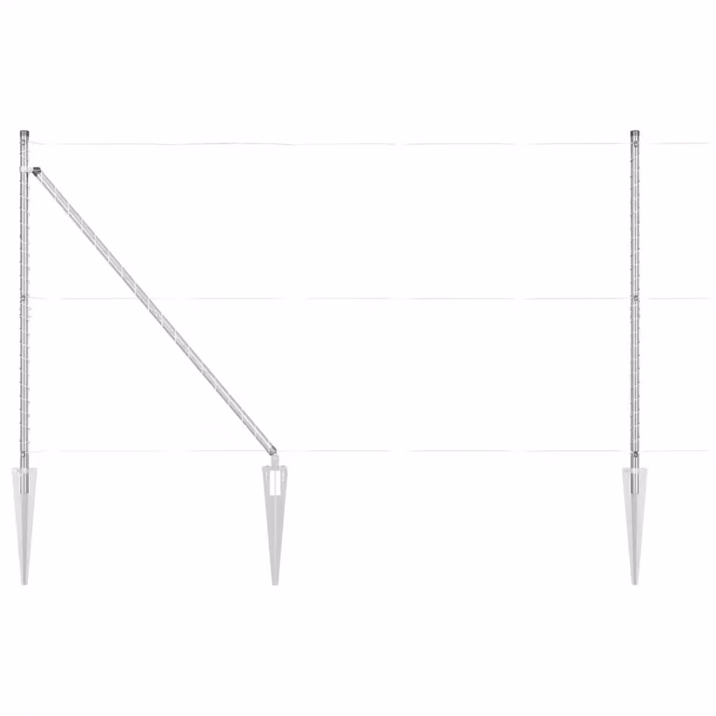 Set di 52 pali per recinzione con picchetto a terra vidaXL in acciaio zincato e plastica, colore argento o grigio, L/P/H: 3,2 x 3,2 x 205 cm – 2