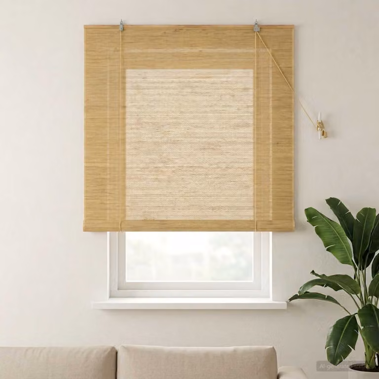 Tenda a rullo vidaXL in bambù color beige e marrone, semi-trasparente e resistente ai raggi UV, L 140 cm x H 160 cm