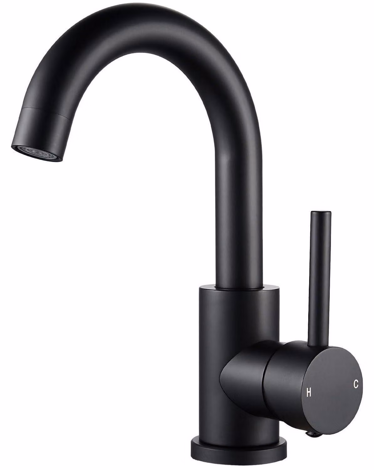 Rubinetto per lavabo, nero, girevole a 360°, con tubo, per acqua fredda e calda