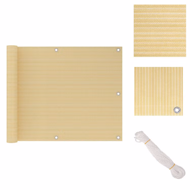 vidaXL Schermo per balcone, beige, 75x300 cm, HDPE - Ombrelloni e protezioni solari