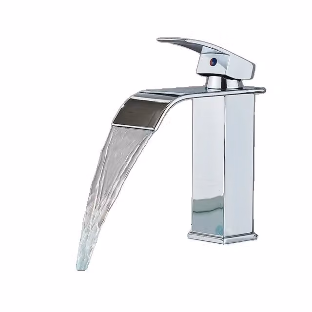 Rubinetto da bagno, design monocomando, miscelatore acqua calda e fredda, Cromo-S