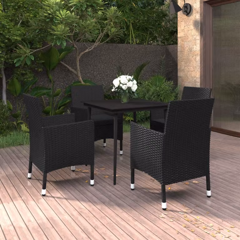 Maison Exclusive - Set da pranzo da giardino a 5 pezzi con cuscini in rattan sintetico e vetro