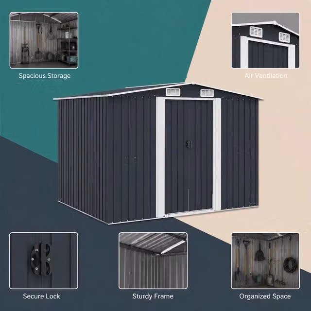 Garden Shed, Anthracite Steel, 257x205x178 Cm