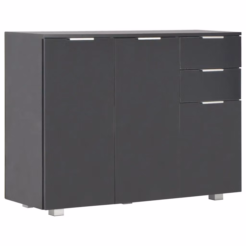 Credenza moderna vidaXL in legno nero lucido L: 107 cm, P: 35 cm, H: 80,5 cm – 2