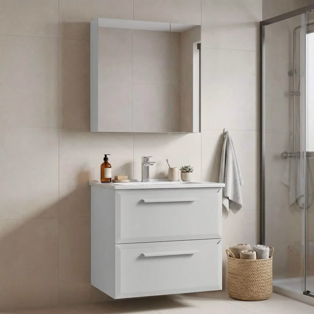 Set mobile lavabo con specchio Nuvola 65 v2 HANAH HOME, colore Cashmere, L: 65 cm, P: 50 cm, H: 62 cm – 2