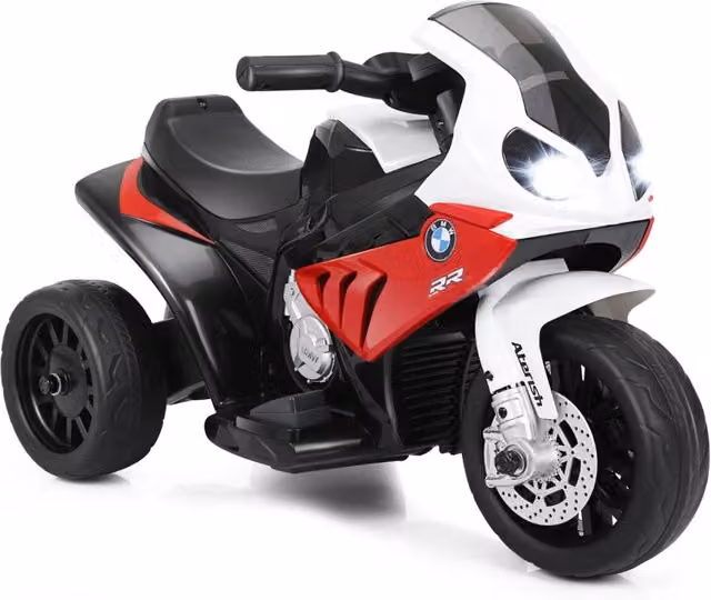 Moto elettrica BMW Design Mania per bambini, motocicletta a 3 ruote con musica e luci, colore rosso e bianco – 1