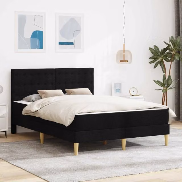 Struttura letto con materasso Nero 120 x 200 cm Tessuto 3415105