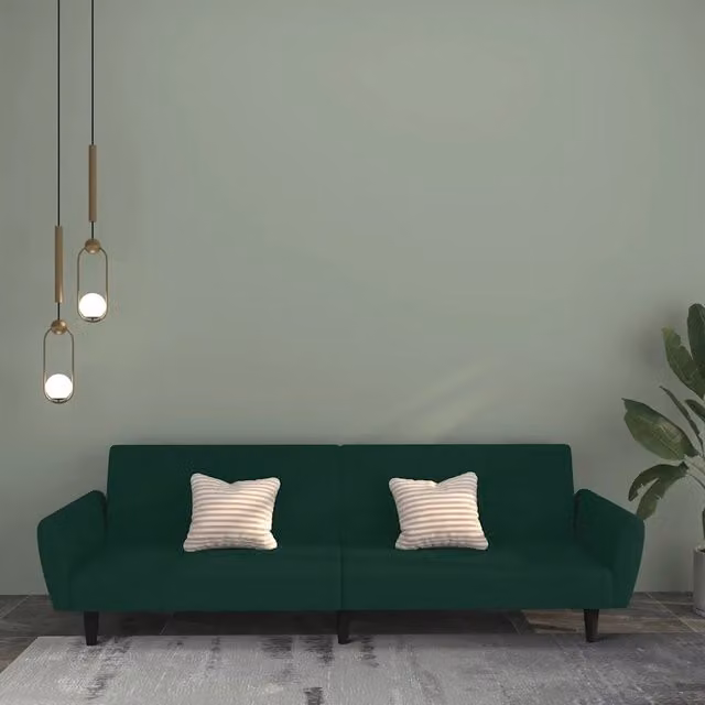 Divano Letto a 2 Posti Verde Scuro in Velluto 375860