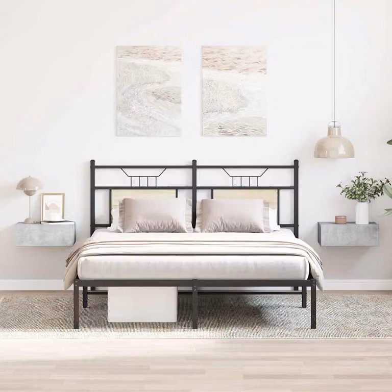 Set di 2 comodini pensili vidaXL in legno multistrato, colore grigio cemento, L 40 cm x P 30 cm x H 15 cm