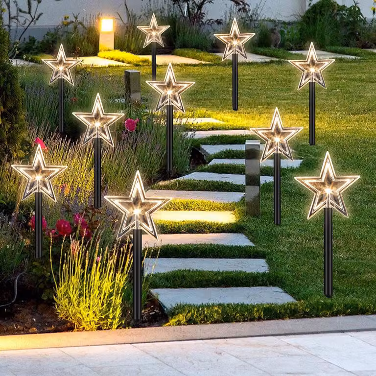 Ikodm, 10 stelle di Natale a LED, luce bianco caldo, con funzione timer (6/18 ore), diametro 36 cm