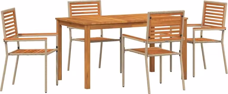 Set da Pranzo per Giardino 5 pcs Beige Legno di Acacia Massello